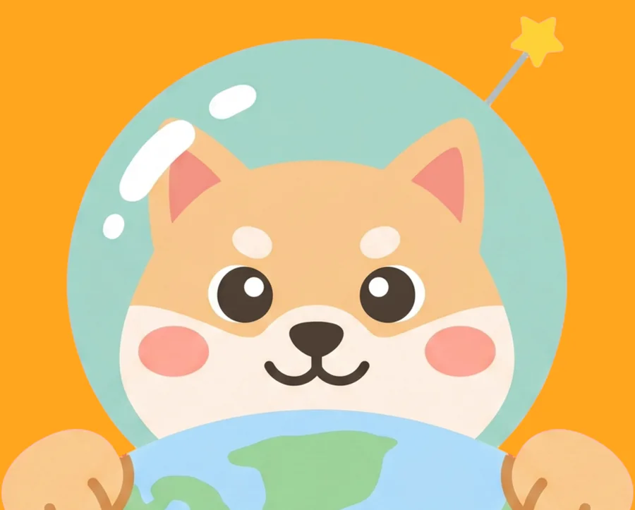 Bon the space dog peeking over the Earth