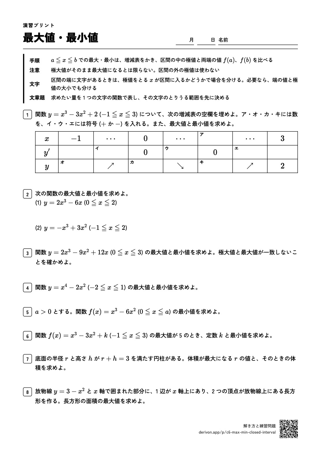 最大値・最小値 問題の頁